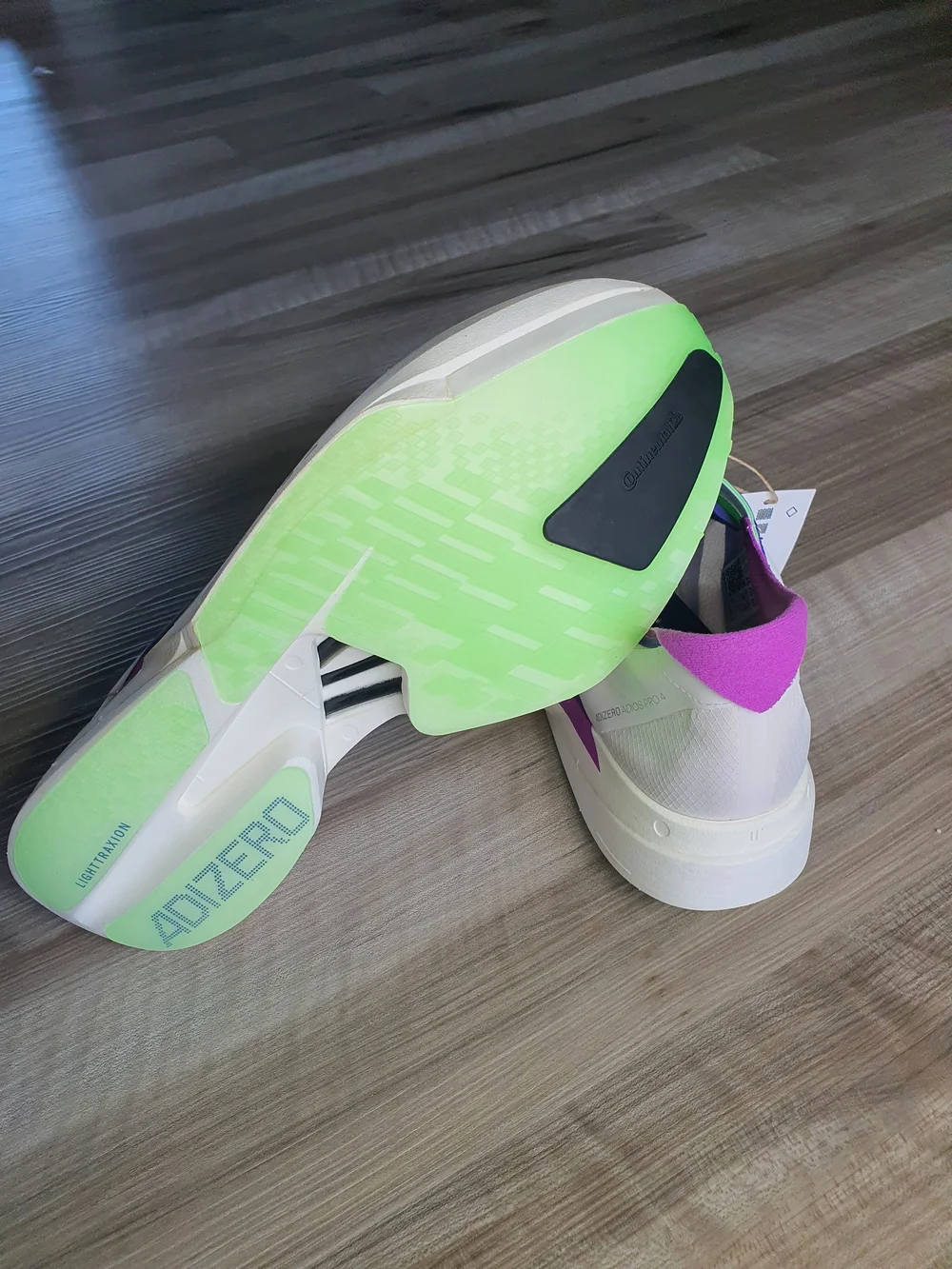 adidas Adizero Adios Pro 4 Core White Purple Lime JR1656 Men's Size 10 New - Picture 11 of 12